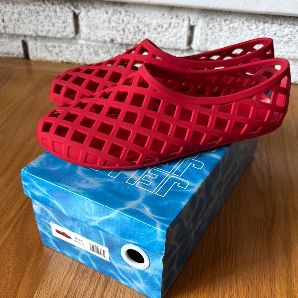 Red Mesh Slip-On Shoes